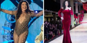 Лолита Милявская до и после похудения в красном платье